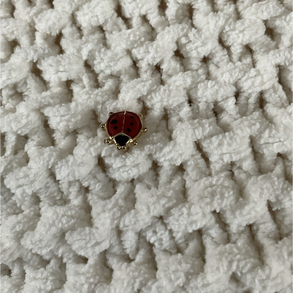 Vintage Lady Bug Brooch Pin Hat Lapel Collector Pinback Red Gold Tone USA